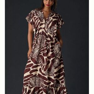 Maeve Brown and Cream Zebra Print Dress